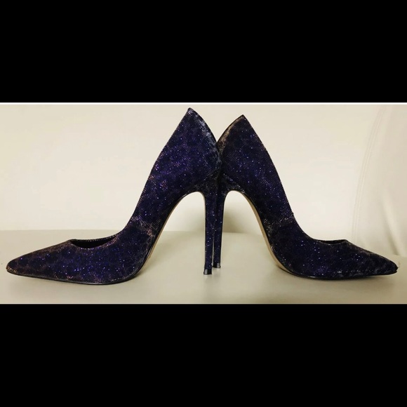 Aldo Hanrietta Sequins Pump Party shoes size 5 Sequins Purple Gold Leopard print - Picture 4 of 14